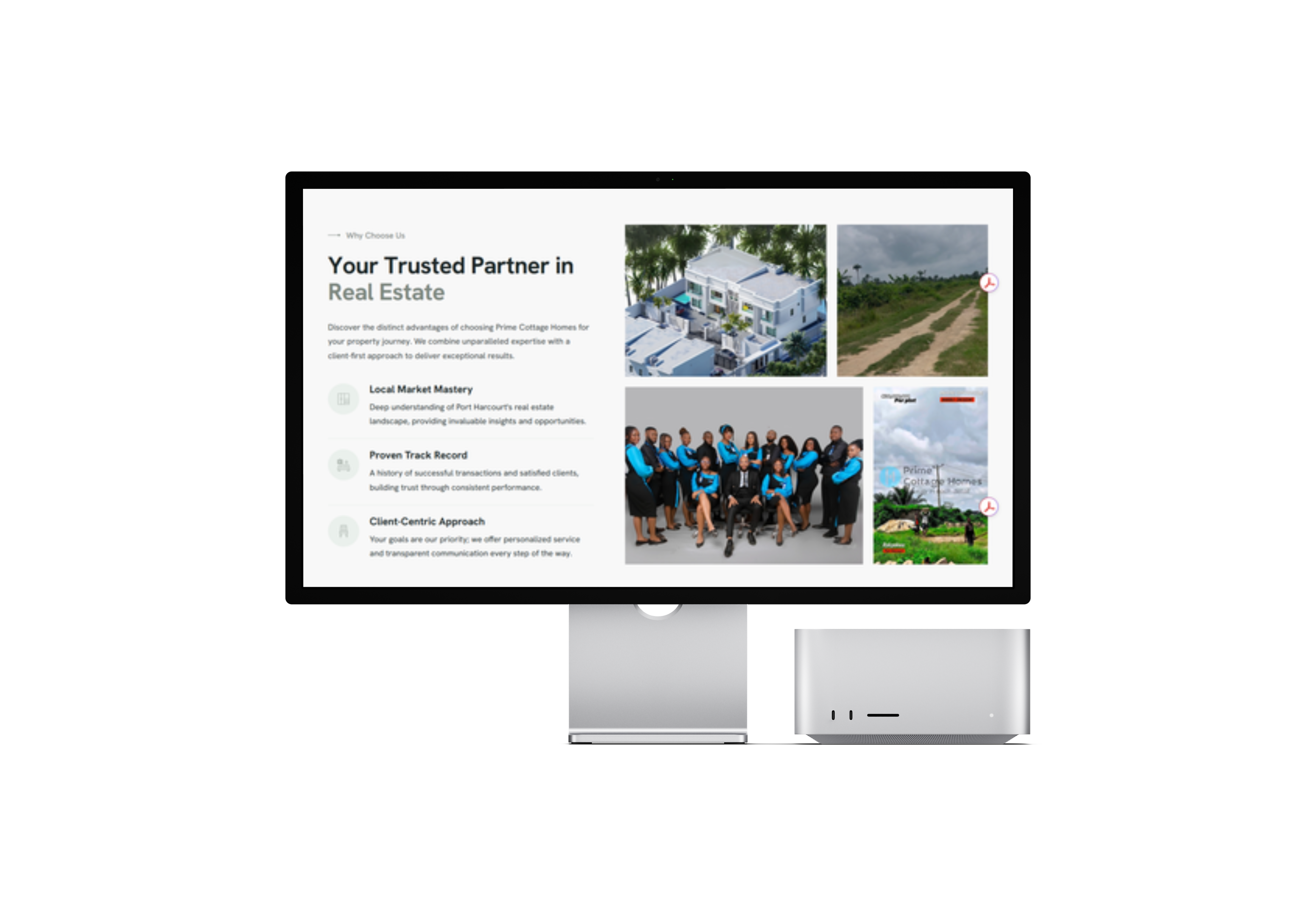 Prime Cottage Homes website mockup